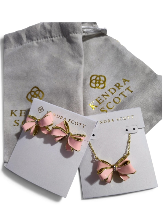 Kendra Scott Jewelry - 🆕️ Kendra Scott X LoveShackFancy Pink Bow Necklace & Earrings Set Gold Plating